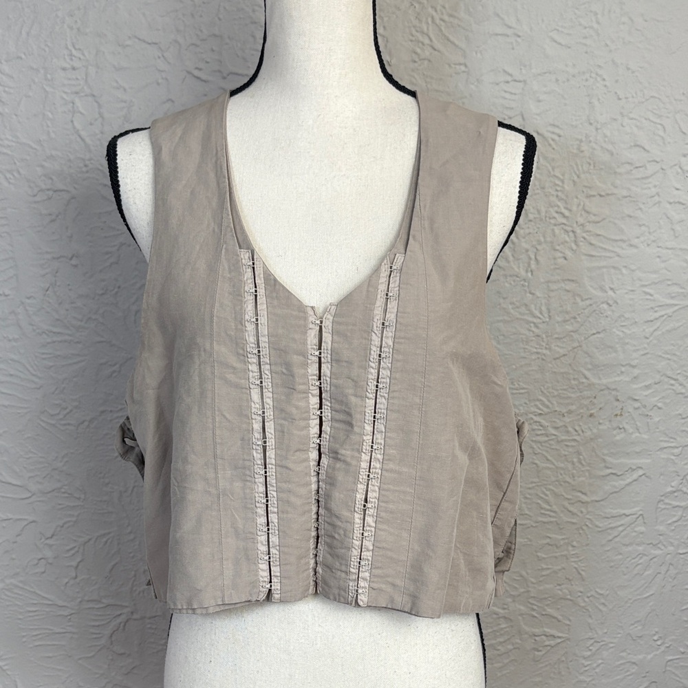 Stella McCartney Reversible Linen Laced Hook And Eye Cropped Sleeveless Top